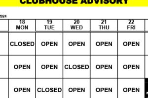 Clubhouse Advisory – March 18-24, 2024