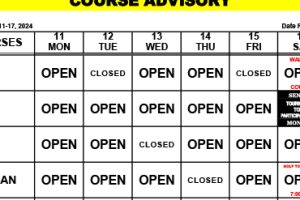 Course Advisory – March 11-16, 2024