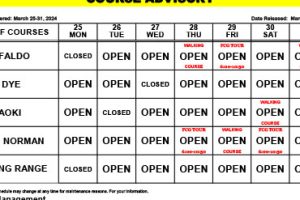Course Advisory – March 25-31, 2024