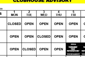 Clubhouse Advisory – April 1-7, 2024