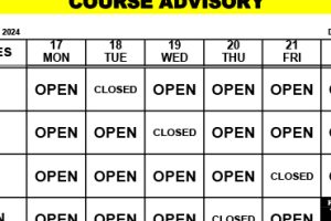 Course Advisory – June 17-23, 2024