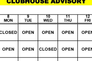 Clubhouse Advisory – July 8-14, 2024