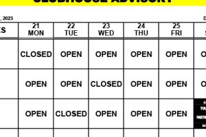 Clubhouse Advisory: July 21-27, 2025