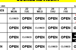 Course Advisory: July 21-27, 2025