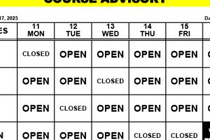 Course Advisory –  August 11-17, 2025