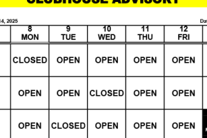 Clubhouse Advisory: September 8-14, 2025