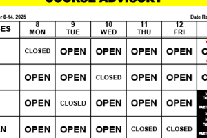 Course Advisory: September 8-14, 2025