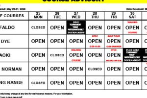 Course Advisory: May 25-31, 2026