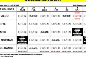 Course Advisory: June 29-July 5, 2026