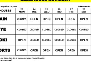 Clubhouse Advisory – August 22-29, 2021