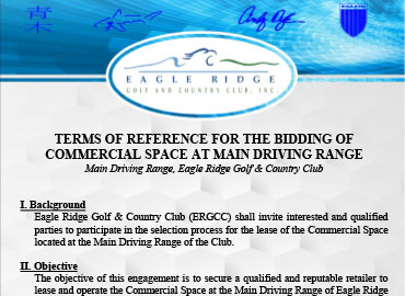 TOR FOR BIDDING OF COMMERCIAL SPACE IN MAIN DRIVING RANGE